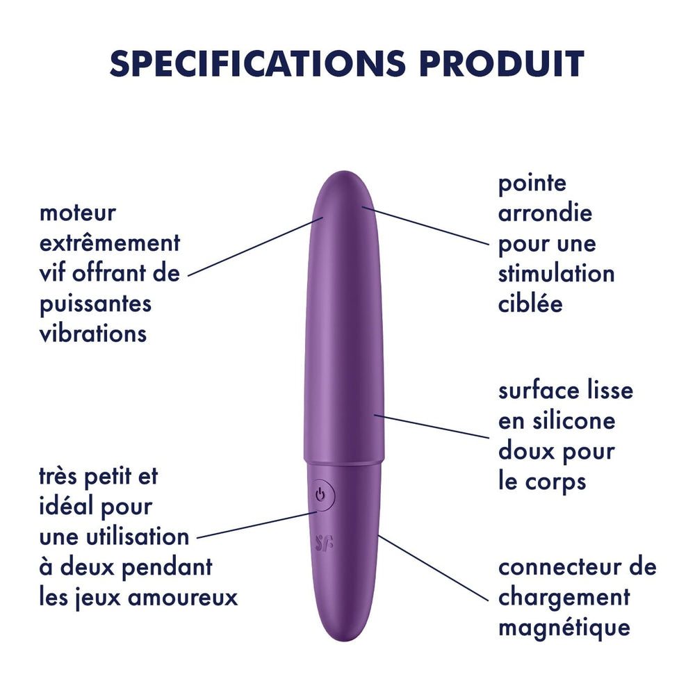 Vibromasseur violet USB Ultra Power Bullet 6 Satisfyer - CC597740